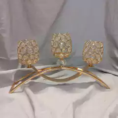CANDELABRO 3 velas PORTAVELA CRYSTAL 41X21 CM - comprar online