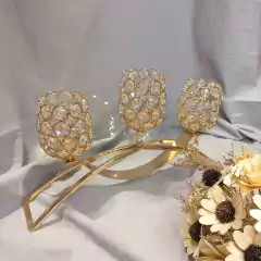 CANDELABRO 3 velas PORTAVELA CRYSTAL 41X21 CM - tienda online