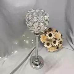 CANDELABRO PRINCESA PORTAVELA CRYSTAL 43X11 CM - Somos tu Evento