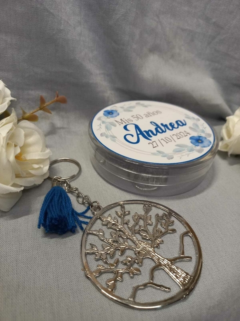 llavero arbol de la vida con cajita personalizada