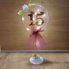 centro de tul con numero y luz led chico en internet