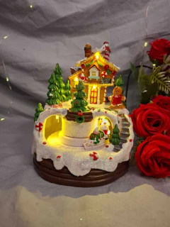 ALDEA NAVIDEÑA GALLETITA JENGIBRE CON LUZ Y MUSICA - Somos tu Evento