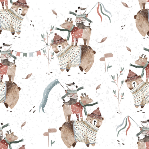 PAPEL PARA ORIGAMI "BEARS" ( TAMAÑO 15X15 CM - PACK X 20 PAPELES)