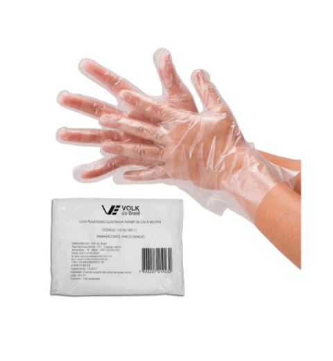 Luva Polietileno Golfrada Transp 28cm - Volk - 100un