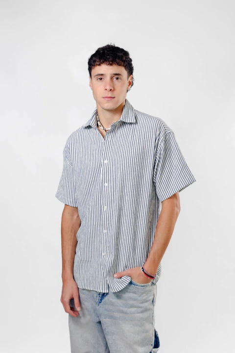 CAMISA RAYADA C AZUL