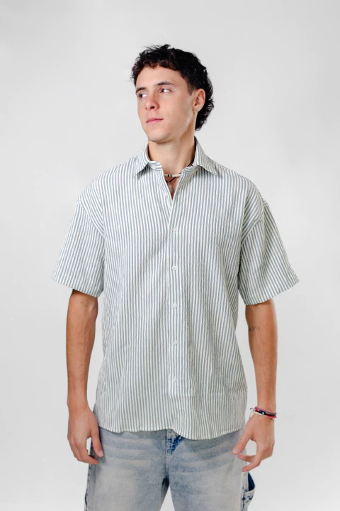 CAMISA RAYADA CELESTE