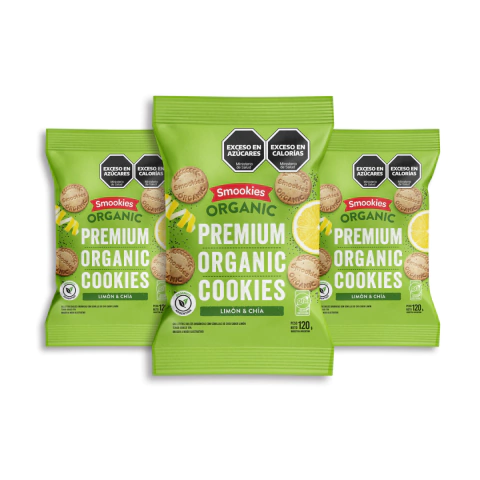 Smookies Premium Orgánicas 8 Unidades 120gr Sabor Limón y Chía