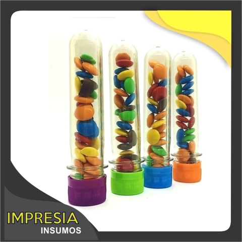 Envases tubo golosinero con tapa plastica 15 cm