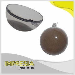 Mediaesferas navidenas N6 con tapa de madera blanca (6 cm cristal transparentes)