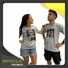 Remeras grises sublimable unisex mangas cortas - Talles 6, 7 y 8 (especiales)