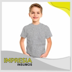 Remeras unisex de ninos mangas cortas (tela spum gris melange)