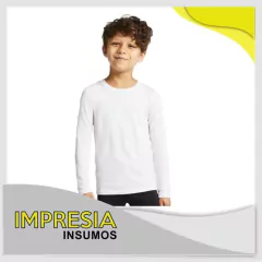 Remeras unisex de ninos mangas largas (tela spum blanca)