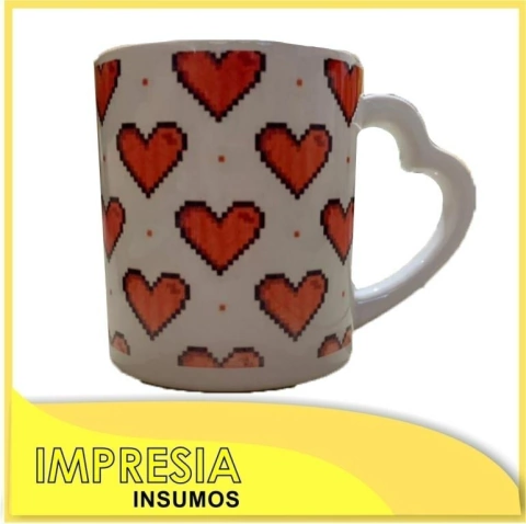 Tazas ceramicas rectas con asa corazon
