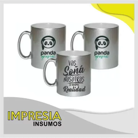 Tazas plasticas rectas plateadas