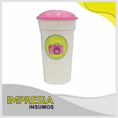 Vasos plasticos con tapa, pico y sorbete (1 Litro)