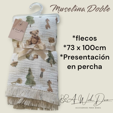 Manta Muselina/Gasa 70 x 100 Con Flecos!!
