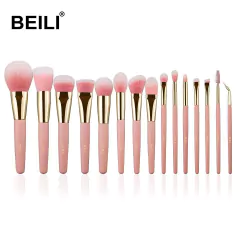SET 15 BROCHAS PARA OJOS Y ROSTRO PELO SINTETICO BEILI