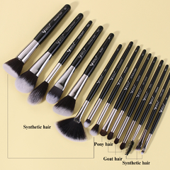 Set 15 Brochas Para Rostro Y Ojos Pelo Mixto Beili Luxury - comprar online