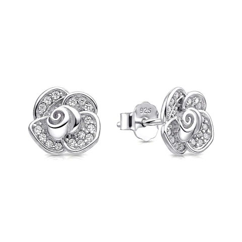 Aros con Perno Flor y Piedra de Plata 925 (LAR321)