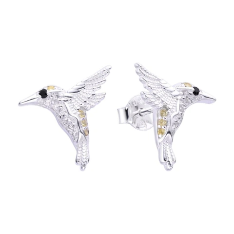 Aros Con Perno De Colibrí Plata 925 (LAR465)