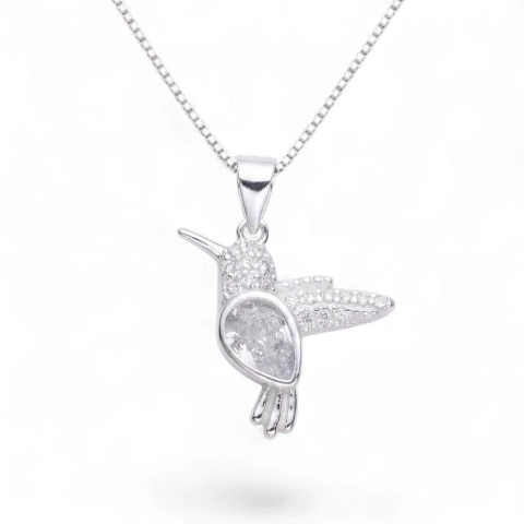 Cadena con Dije Colibrí de Plata 925 con piedras (LDI 109)