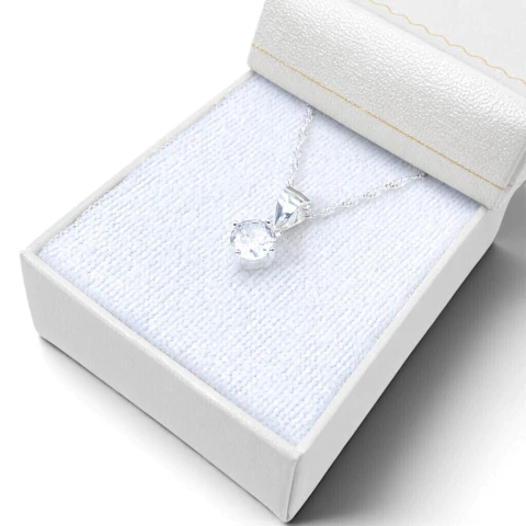 Dije Con Cadena Plata 925 Punto de Luz con Piedra de 7 Mm (LDI63)