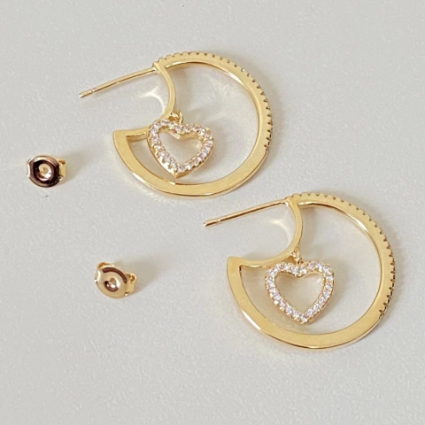 Brinco Argola com Coração | Pistache Acessórios