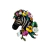 Broche de zebra com flores coloridas e aplicação de pedras brilhantes. Um acessório criativo, elegante e cheio de personalidade para dar vida aos seus looks.