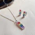 Colar com Brinco de Pedras Coloridas Arco Iris em Prata 925