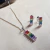 Colar com Brinco de Pedras Coloridas Arco Iris em Prata 925