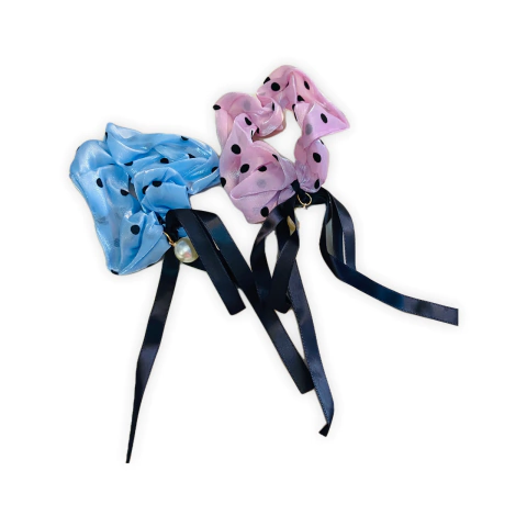 Laçarote Elástico de Poá com Pérola para Cabelo | Pistache Acessórios