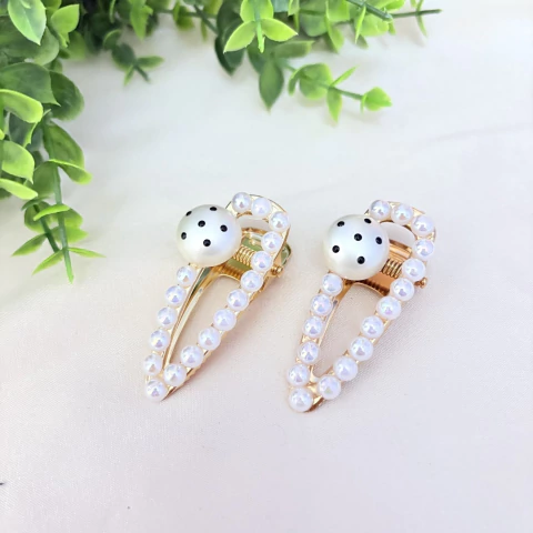 Presilha Finger Tips com Pérolas e Esfera com Poá