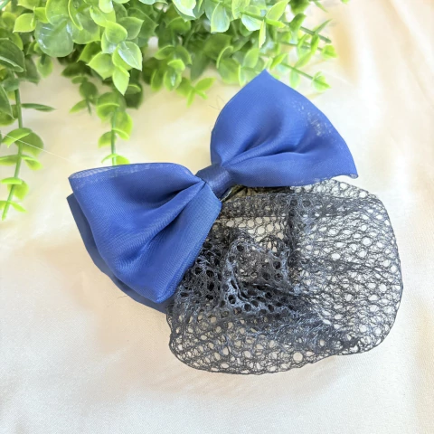 Presilha Laço Azul com Rede para Cabelo