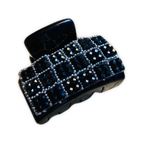 Presilha Piranha de Cabelo Pequena com Pedrinhas Preta