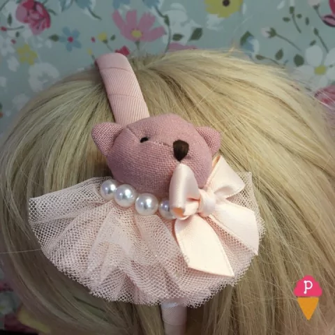 Tiara Urso com Saia Infantil | Pistache Acessórios