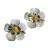 Brinco de flor colorida esmaltada com detalhes em dourado.