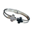 Pulseira Bracelete Prateada com Trevos em Aço Inox