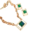Colar de Corrente com Brinco Dourado com Pedra Verde