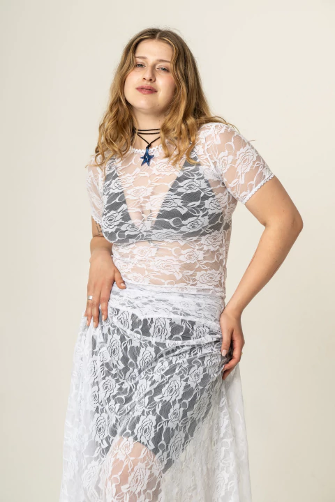 BLUSITA PENELOPE ENCAJE BLANCA - comprar online