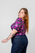 BLUSA BELUCCI MANGA CORTA - FLORES VIOLETAS - - tienda online