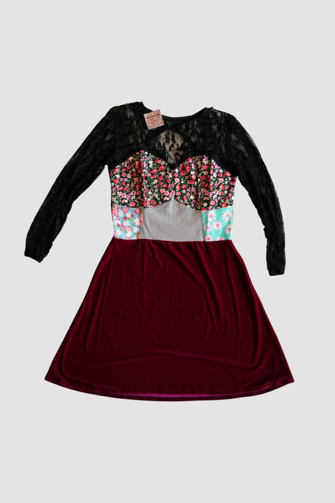 VESTIDO GILDA WARRIOR MANGA LARGA *13 (ENCAJE Y VELVET) - comprar online