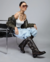 Biker boots de cuero con detalles de hebillas