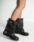 Biker Boots de cuero negro con caña abullonadas y detalles