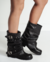 Biker Boots de cuero negro con caña abullonadas y detalles