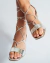 Sandalias de cuero taco fino con tiras estilo romano color plata