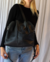 Cartera de cuero negra mujer con correa