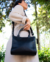 Cartera de cuero negro mujer