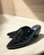 Zuecos Slippers de mujer cuero negro con taco bajo