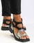 Sandalias de cuero combinado con base de goma y taco de 2cm