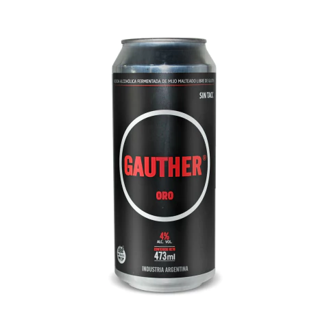 CERVEZA GAUTHER ORO AMERICAN LAGER LATA X 473 CC S/TACC